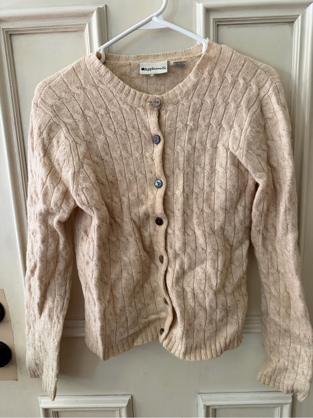 Appleseed's Light Cream Cable Knit Button-Up Cardigan